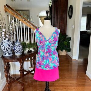 Lands' End Blue and Pink Two Piece Swimwear